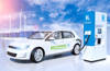 Promotional image of hydrogen car at fuel pump